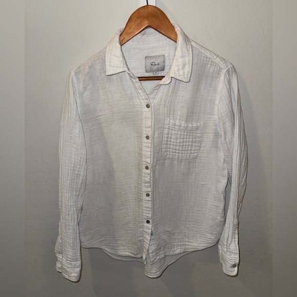 Rails Tops - Rails Ellis Cotton Gauze Shirt – White – Size M